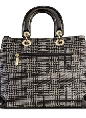 Galina Tweed Leather Sparkling Black and Silver Print (Large) Handbag - Image 3