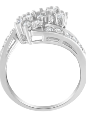 14KT White Gold Diamond Cluster Ring Band (7/8 cttw, H-I Color, I1-I2 Clarity) - Image 3