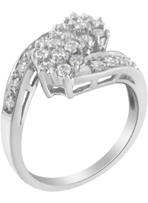 14KT White Gold Diamond Cluster Ring Band (7/8 cttw, H-I Color, I1-I2 Clarity) - Image 4