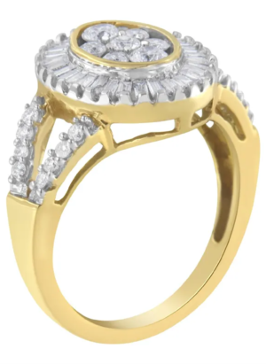 10kt Yellow Gold Diamond Cocktail Ring (1 cttw, H-I Color, SI2-I1 Clarity) - Image 4