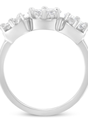 14K White Gold 1-1/4 Cttw Brilliant Cut Diamond Three Round Floral Clusters Engagement or Fashion Ring (H-I Color, SI2-I1 Clarity) - Image 4