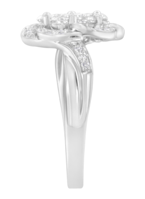 14K White Gold Floral Cluster Diamond Ring (1 Cttw, H-I Color, SI2-I1 Clarity) - Image 5