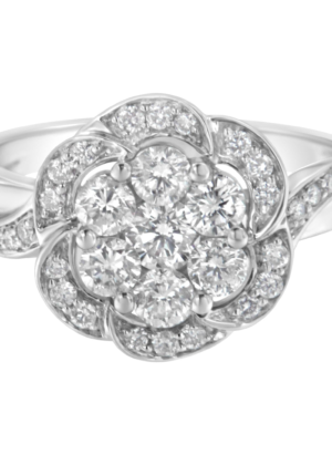 14K White Gold Floral Cluster Diamond Ring (1 Cttw, H-I Color, SI2-I1 Clarity) - Image 3