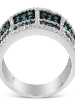 14K White Gold White and Treated Blue Diamond Cocktail Ring (1 1/2 Cttw, H-I Color, I1-I2 Clarity) - Image 2