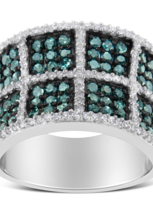 14K White Gold White and Treated Blue Diamond Cocktail Ring (1 1/2 Cttw, H-I Color, I1-I2 Clarity) - Image 3