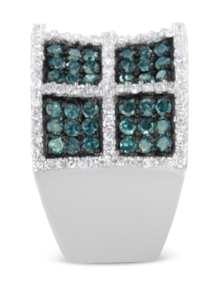 14K White Gold White and Treated Blue Diamond Cocktail Ring (1 1/2 Cttw, H-I Color, I1-I2 Clarity) - Image 5