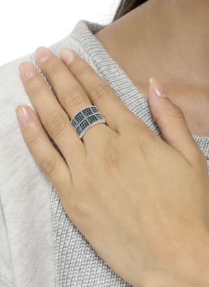 14K White Gold White and Treated Blue Diamond Cocktail Ring (1 1/2 Cttw, H-I Color, I1-I2 Clarity) - Image 6