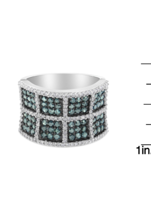 14K White Gold White and Treated Blue Diamond Cocktail Ring (1 1/2 Cttw, H-I Color, I1-I2 Clarity) - Image 7