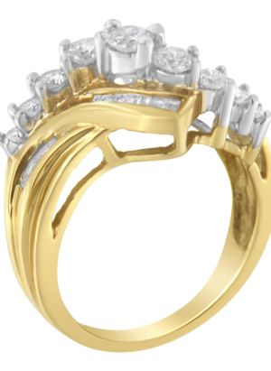 10K Two-Toned Diamond Bypass Ring (1 Cttw, H-I Color, SI2-I1 Clarity) - Image 4