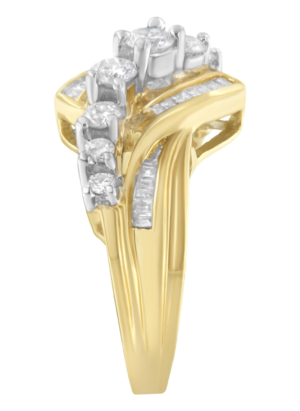 10K Two-Toned Diamond Bypass Ring (1 Cttw, H-I Color, SI2-I1 Clarity) - Image 5