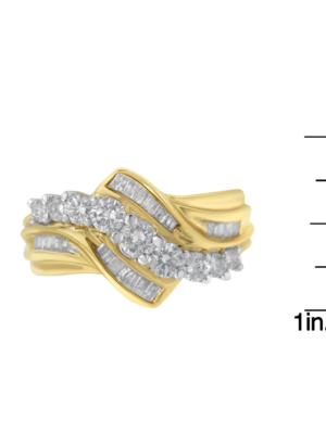10K Two-Toned Diamond Bypass Ring (1 Cttw, H-I Color, SI2-I1 Clarity) - Image 7