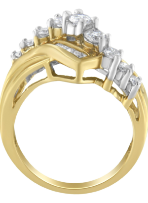 10K Two-Toned Diamond Bypass Ring (1 Cttw, H-I Color, SI2-I1 Clarity) - Image 3