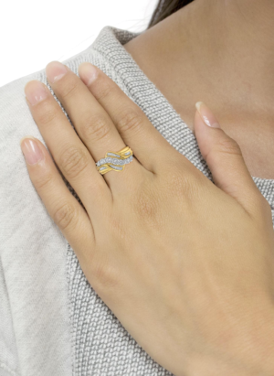 10K Two-Toned Diamond Bypass Ring (1 Cttw, H-I Color, SI2-I1 Clarity) - Image 6