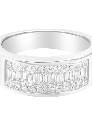 14K White Gold Princess and Baguette-cut Diamond Ring (1.0 Cttw, H-I Color, VS2-SI1 Clarity) - Image 1