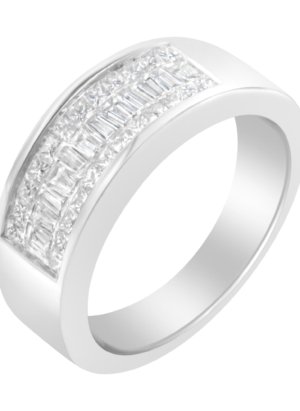 14K White Gold Princess and Baguette-cut Diamond Ring (1.0 Cttw, H-I Color, VS2-SI1 Clarity) - Image 2