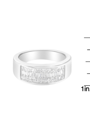 14K White Gold Princess and Baguette-cut Diamond Ring (1.0 Cttw, H-I Color, VS2-SI1 Clarity) - Image 6