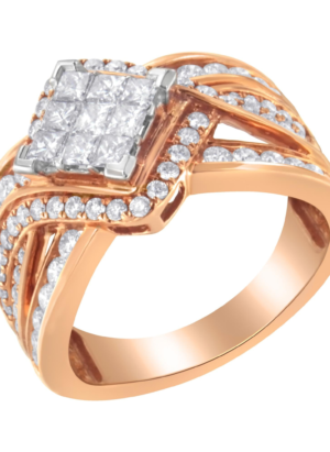 Two-Tone 10KT Gold Diamond Bypass Cocktail Ring (1 1/2 cttw, H-I Color, I1-I2 Clarity) - Image 3