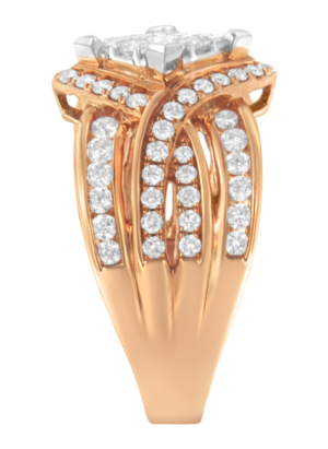 Two-Tone 10KT Gold Diamond Bypass Cocktail Ring (1 1/2 cttw, H-I Color, I1-I2 Clarity) - Image 5