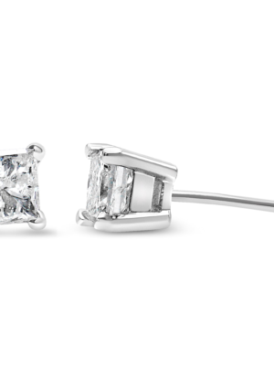 AGS Certified Princess-Cut Square Diamond 4-Prong Solitaire Stud Earrings in 14K Gold (J-K Color, I1-I2 Clarity) - Image 5