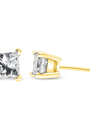 AGS Certified Princess-Cut Square Diamond 4-Prong Solitaire Stud Earrings in 14K Gold (J-K Color, I1-I2 Clarity) - Image 6