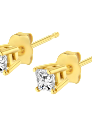 AGS Certified Princess-Cut Square Diamond 4-Prong Solitaire Stud Earrings in 14K Gold (J-K Color, I1-I2 Clarity) - Image 7
