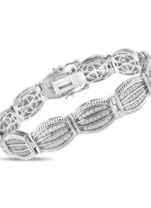 .925 Sterling Silver 3.0 Cttw Prong Set Diamond Art Deco Style Tennis Bracelet (I-J Color, I2-I3 Clarity) - 7.25" - Image 3