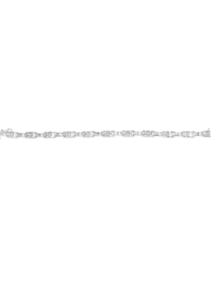 14K White Gold 1.0 Cttw Invisible Set Princess Diamond Alternating Link Tennis Bracelet (I-J Color, I1-I2 Clarity) - 7.25" - Image 3