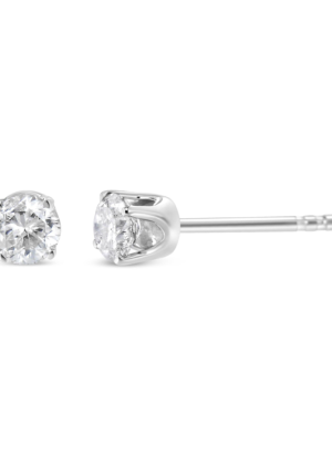 AGS Certified 14K White Gold 1.0 cttw 4-Prong Set Brilliant Round-Cut Solitaire Diamond Push Back Stud Earrings (G-H Color, I1-I2 Clarity) - Image 3