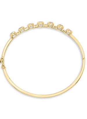 14K Yellow Gold Alternating Bezel Set 5MM Oval Shaped Tanzanite and 1/5 Cttw Diamond Bangle Bracelet (H-I Color, VS2-SI1 Clarity) - Fit's wrists up to 7.25" Inches - Image 3