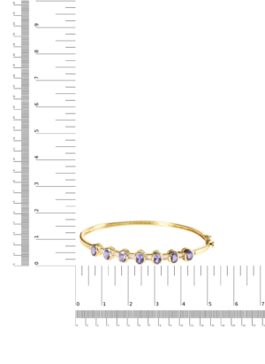 14K Yellow Gold Alternating Bezel Set 5MM Oval Shaped Tanzanite and 1/5 Cttw Diamond Bangle Bracelet (H-I Color, VS2-SI1 Clarity) - Fit's wrists up to 7.25" Inches - Image 5