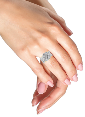 10K Yellow Gold 3.00 Cttw Diamond Multi Row Cluster Band Ring (I-J Color, I3 Clarity) - Image 7