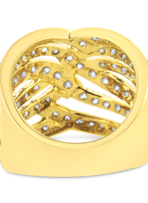 10K Yellow Gold 3.00 Cttw Diamond Multi Row Bypass Wave Cocktail Band Ring (J-K Color, I1-I2 Clarity) - Image 3