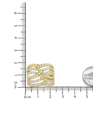 10K Yellow Gold 3.00 Cttw Diamond Multi Row Bypass Wave Cocktail Band Ring (J-K Color, I1-I2 Clarity) - Image 5