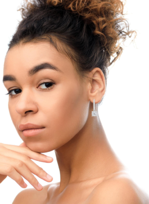 14K White 1/2 Cttw Round Diamond Halo Dangle Hook Earring - (H-I Color, SI2-I1 Clarity) - Image 5