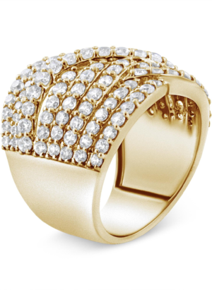 10K Yellow Gold 3.0 Cttw Diamond Eight-Row Bypass Crossover Statement Band Ring (H-I Color, I2-I3 Clarity) - Image 3