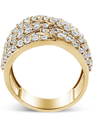 10K Yellow Gold 3.0 Cttw Diamond Eight-Row Bypass Crossover Statement Band Ring (H-I Color, I2-I3 Clarity) - Image 4