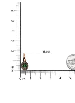 18K Rose and White Gold 3/8 Cttw Round Brown Diamonds and Round Green Tsavorite Gemstone Halo Drop Hoop Earrings (Brown Color, SI1-SI2 Clarity) - Image 5