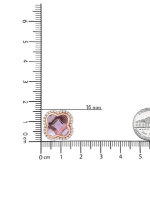 18K Rose Gold 3/8 Cttw Diamond and 11x11mm Clover-Cut Purple Amethyst Gemstone Clover Halo Stud Earrings (G-H Color, SI1-SI2 Clarity) - Image 5