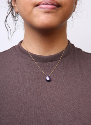 18K Yellow Gold Blue Enamel 1/10 Cttw Round Pave Diamonds Heart Shape 18" Pendant Necklace  (G-H Color, SI1-SI2 Clarity) - Adjustable up to 16" - 18" - Image 5