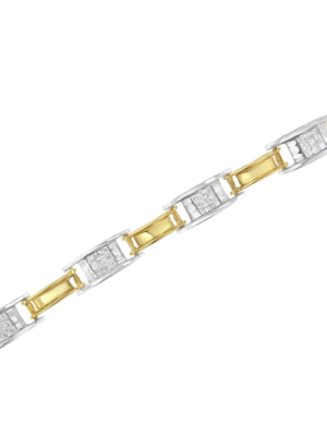 14K Two-Tone Gold 1.00 Cttw Princess-Cut Diamond Chain Link 7" Bracelet (H-I Color, SI1-SI2 Clarity) - Image 4