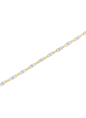 14K Two-Tone Gold 1.00 Cttw Princess-Cut Diamond Chain Link 7" Bracelet (H-I Color, SI1-SI2 Clarity) - Image 5