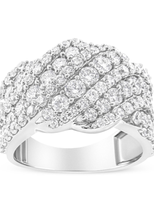 10K Yellow Gold 3.00 Cttw Diamond Multi Row Cluster Band Ring (I-J Color, I3 Clarity) - Image 1