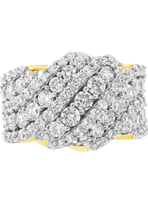 10K Yellow Gold 3.00 Cttw Diamond Multi Row Cluster Band Ring (I-J Color, I3 Clarity) - Image 4