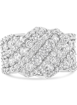 10K Yellow Gold 3.00 Cttw Diamond Multi Row Cluster Band Ring (I-J Color, I3 Clarity) - Image 3