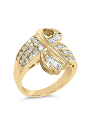14K Yellow Gold 1 1/3 Cttw Channel Set Diamond Bypass Cocktail Ring (J-K Color, I1-I2 Clarity) - Ring Size 7 - Image 3