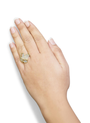 14K Yellow Gold 1 1/3 Cttw Channel Set Diamond Bypass Cocktail Ring (J-K Color, I1-I2 Clarity) - Ring Size 7 - Image 6