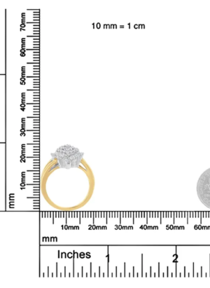 14K Yellow and White Gold 1.00 Cttw Round and Baguette-Cut Diamond Ballerina Cocktail Ring (H-I Color, SI2-I1 Clarity) - Image 8