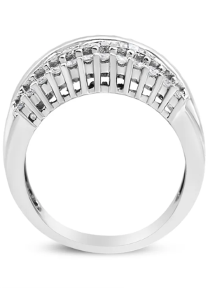 14K White Gold 1.00 Cttw Round and Baguette-Cut Diamond Modern Band Ring (H-I Color, SI2-I1 Clarity) - Image 4