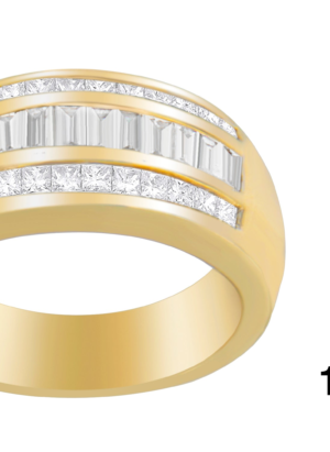14K Yellow Gold 1ct. TDW Princess and Baguette-Cut Diamond Ring(H-I, SI1-SI2) - Image 4