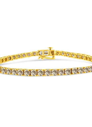 14K Yellow Gold Plated .925 Sterling Silver 8.0 Cttw Diamond Classic Link Tennis Bracelet (K-L Color, I2-I3 Clarity) - 7-1/4" - Image 1